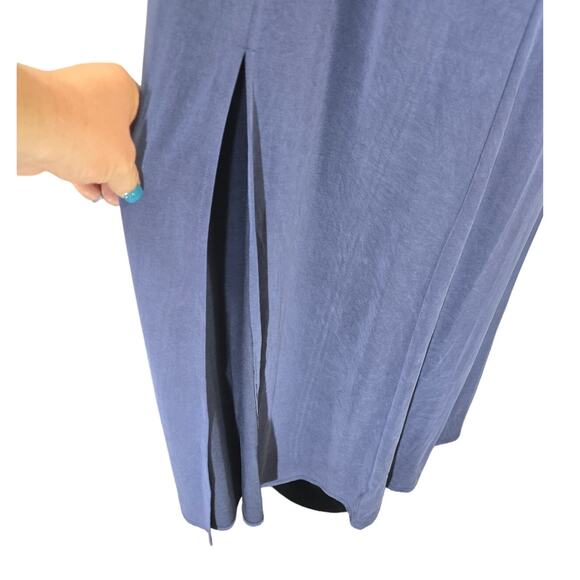 Moulinette Soeurs Dusty Blue Pulled Waist Front Slip Women's Maxi Dress XL - Picture 3 of 7